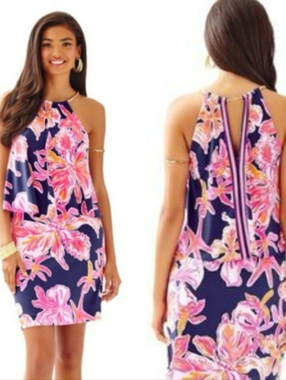 NWT Lilly Pulitzer Bright Navy Via Sunny Engineered Floral Lucia Dress MEDIUM